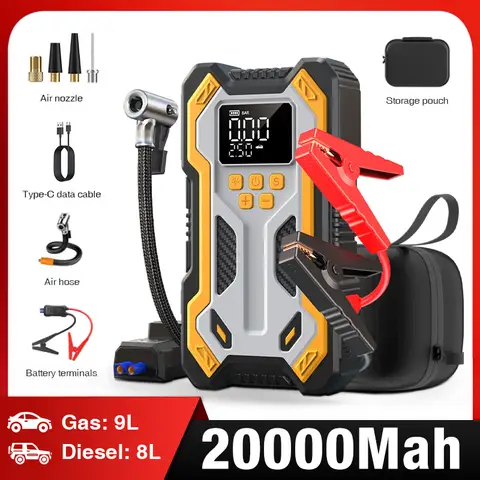 Jump Starter with Air Compressor 7000A Portable Car Battery Booster (9.0 Gas/6.5L Diesel) with 160PSI Auto-Shutoff Tire Inflator