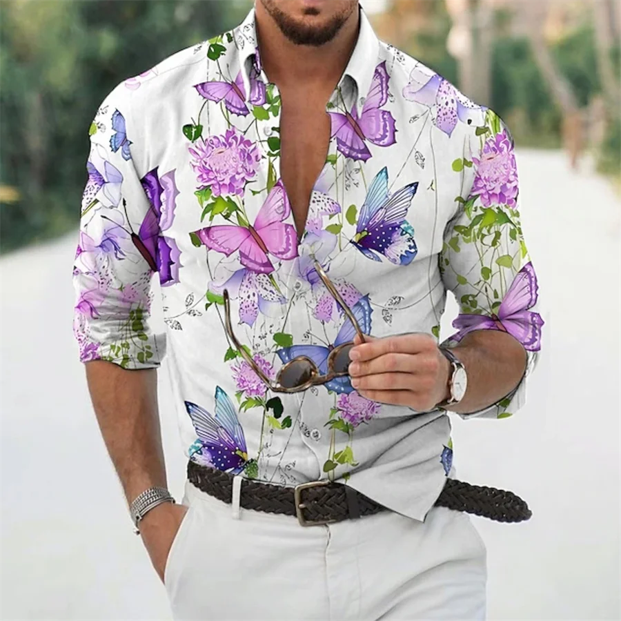 Floral pattern men's long sleeved lapel shirt, button design, digital printing, casual and comfortable, fashionable dressing
Floral pattern men's long sleeved lapel shirt, button design, digital printing, casual and comfortable, fashionable dressing