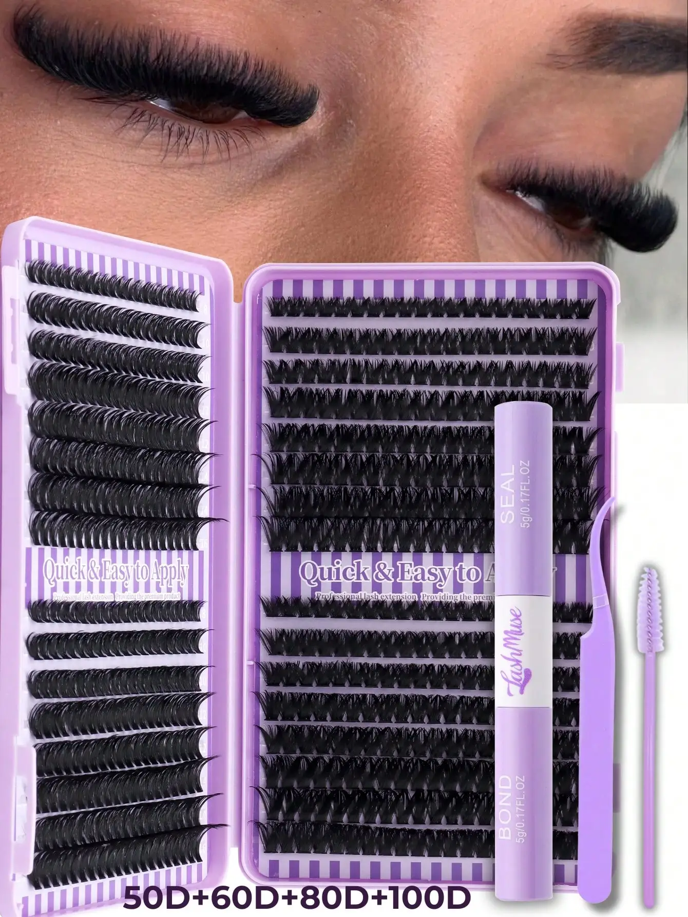 640 Pcs 50D+60D+80D+100D Curl Individual False Eyelash Extensions, Thick, Fluffy & Voluminous, Cat Eye & Cluster Style
640 Pcs 50D+60D+80D+100D Curl Individual False Eyelash Extensions, Thick, Fluffy & Voluminous, Cat Eye & Cluster Style