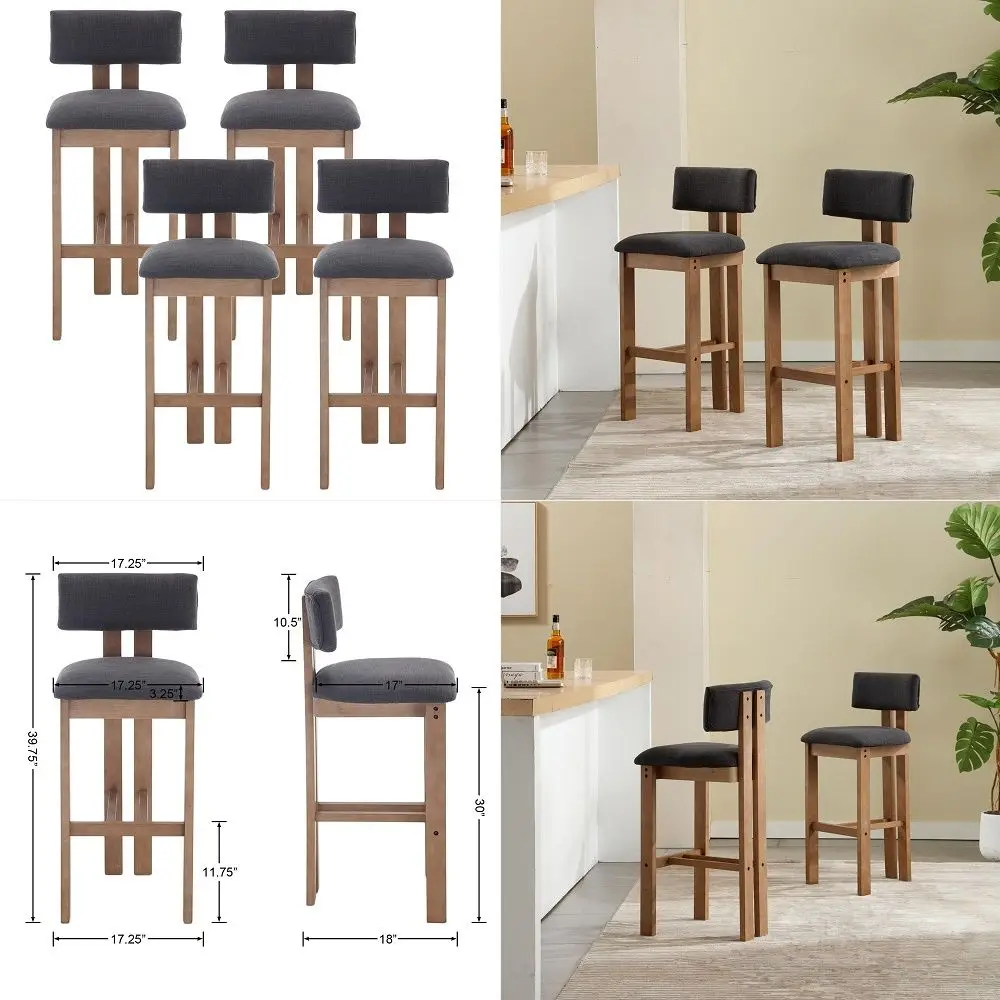 Bar Stools Set of 4 for Kitchen Island 30 inches Bar Height Stool Chairs for Breakfast Tall Upholstered Barstools with Comfy Ba
Bar Stools Set of 4 for Kitchen Island 30 inches Bar Height Stool Chairs for Breakfast Tall Upholstered Barstools with Comfy Ba