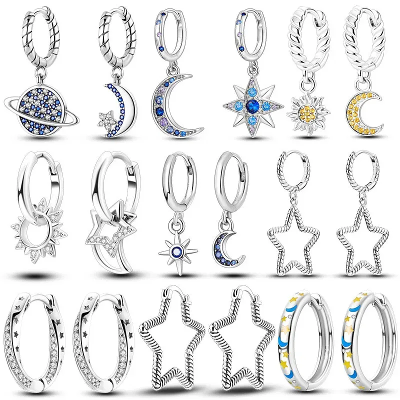 Silver Plated Hoop Earring Moon And Star Eardrop Pendientes For Woman Party Anniversary Fine Jewelry
Silver Plated Hoop Earring Moon And Star Eardrop Pendientes For Woman Party Anniversary Fine Jewelry