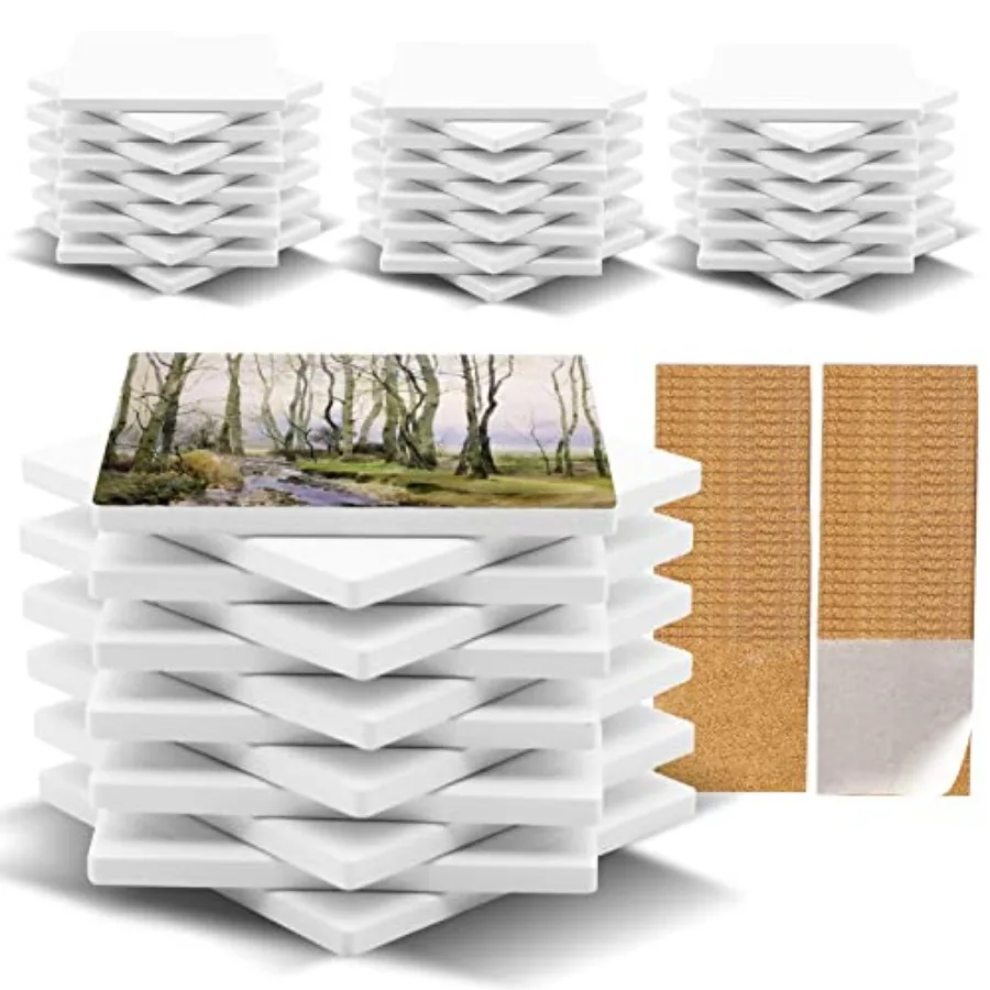 48 Pack Sublimation Blanks Coasters Bulk 4 Inch Glossy White Glazed Ceramic Tiles Bulk with Cork Backing Pads Heat Transfer Cup
48 Pack Sublimation Blanks Coasters Bulk 4 Inch Glossy White Glazed Ceramic Tiles Bulk with Cork Backing Pads Heat Transfer Cup