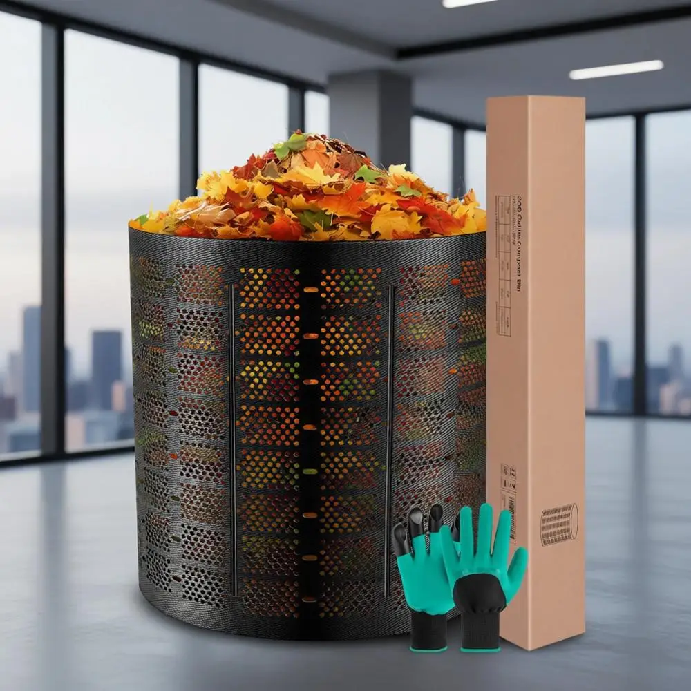 Expandable 300 Gallon Compost Bin for Outdoor Use, Easy Setup, Ideal for Large Yards and Gardens (Black with Gloves)
Expandable 300 Gallon Compost Bin for Outdoor Use, Easy Setup, Ideal for Large Yards and Gardens (Black with Gloves)