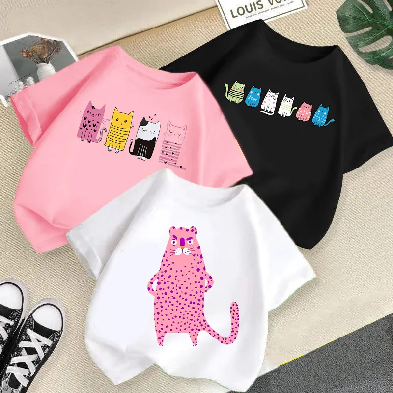 Girls' T-shirt Short-sleeved Summer New Crew-neck Print Cute Cat Loose Top Girls' Summer Dress Kids Clothes
Girls' T-shirt Short-sleeved Summer New Crew-neck Print Cute Cat Loose Top Girls' Summer Dress Kids Clothes