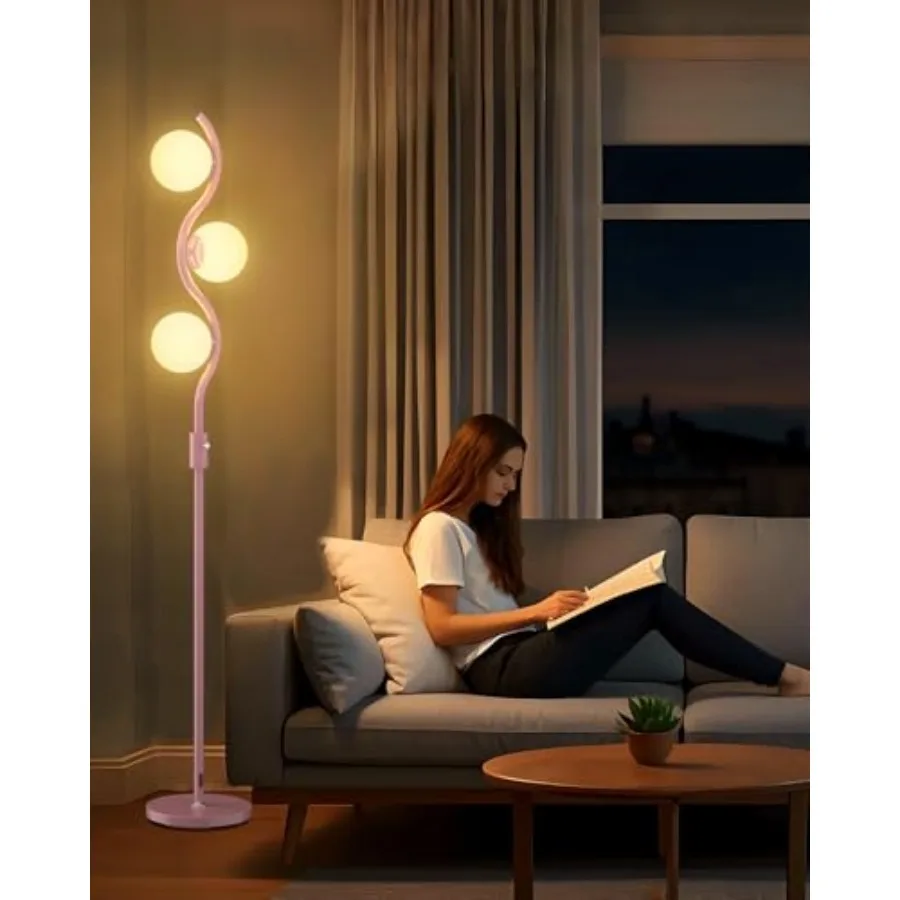 60IN Dimmable Pink Floor Lamp Mid Century Standing Lamps with 3Pcs 3000K Warm White Bulbs Included Dimmable Globe Modern Tall L
60IN Dimmable Pink Floor Lamp Mid Century Standing Lamps with 3Pcs 3000K Warm White Bulbs Included Dimmable Globe Modern Tall L