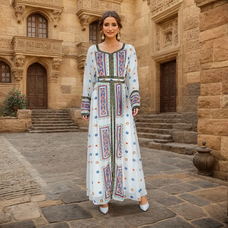 Dubai Floral Muslim Dress Turkey Abayas Women Autumn Robe Bohemain Printed Sundress Holiday Casual Islamic Clothing Vestidos
Dubai Floral Muslim Dress Turkey Abayas Women Autumn Robe Bohemain Printed Sundress Holiday Casual Islamic Clothing Vestidos