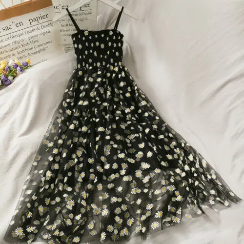 Korean Style Super Fairy Daisy Mesh Sling Dress Women Summer Sleeveless Daisy Embroidery Streetwear Daisy Dress
Korean Style Super Fairy Daisy Mesh Sling Dress Women Summer Sleeveless Daisy Embroidery Streetwear Daisy Dress