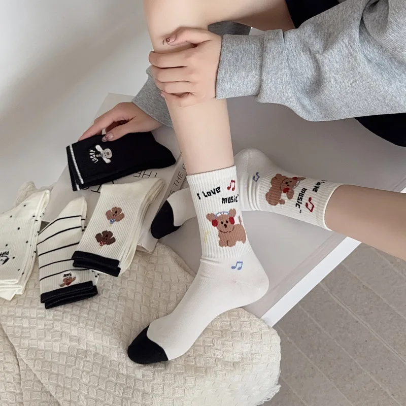Korean Women Socks Animals Cartoon Dog Bear Embroidery Japanese Kawaii Cute Socks Casual Striped Polka Dot Cotton Long Socks Sox
Korean Women Socks Animals Cartoon Dog Bear Embroidery Japanese Kawaii Cute Socks Casual Striped Polka Dot Cotton Long Socks Sox