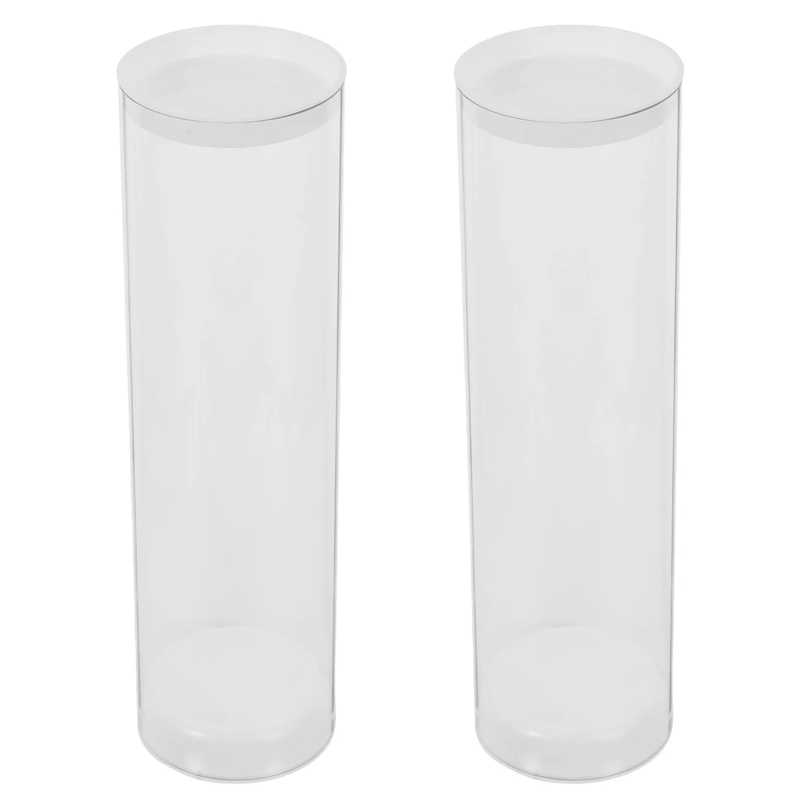 2Pcs Plastic Shuttlecock Tube Clear Cylindrical Case for Badminton Birdies with Cap Refillable Humidifying Storage Container