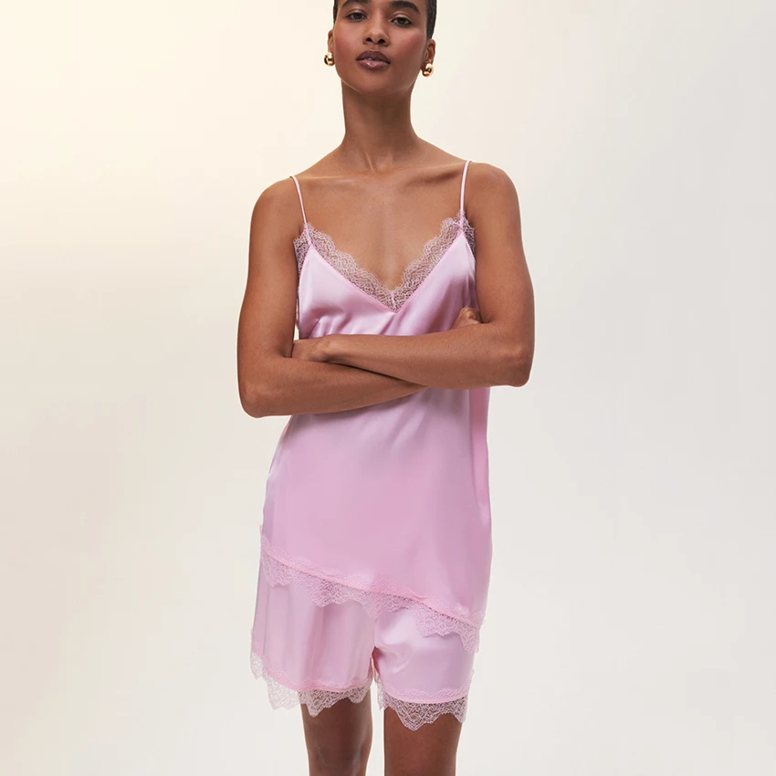 HiLoc Home Pink Lace Pajamas 2 Piece 2025 Sexy Asymmetrical Spaghetti Strap Top And Elastic Waist Shorts Cute Sleepwear Women
HiLoc Home Pink Lace Pajamas 2 Piece 2025 Sexy Asymmetrical Spaghetti Strap Top And Elastic Waist Shorts Cute Sleepwear Women