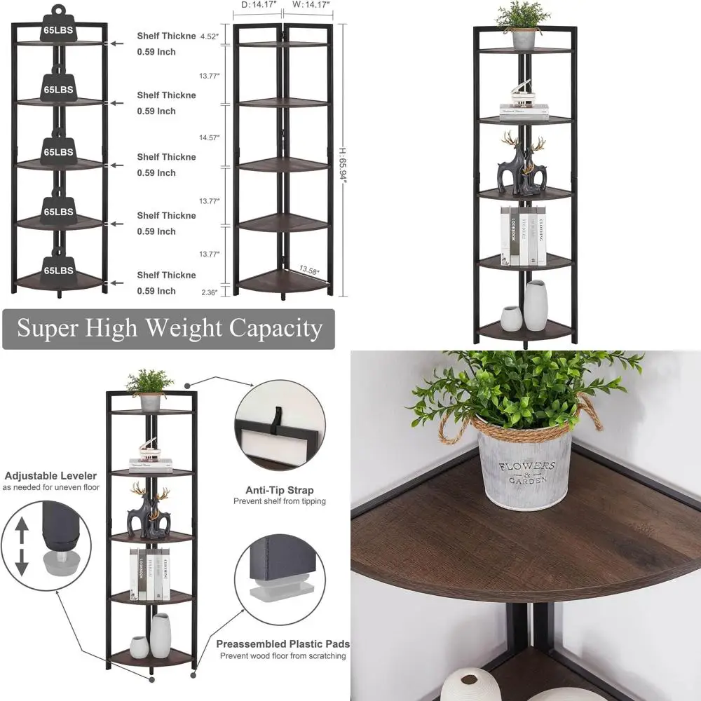 5-ярусный книжный шкаф в стиле рустик-индастриал, подставка для растений из орехового дерева и металла для гостиной или домашнего офиса
5-ярусный книжный шкаф в стиле рустик-индастриал, подставка для растений из орехового дерева и металла для гостиной или домашнего офиса