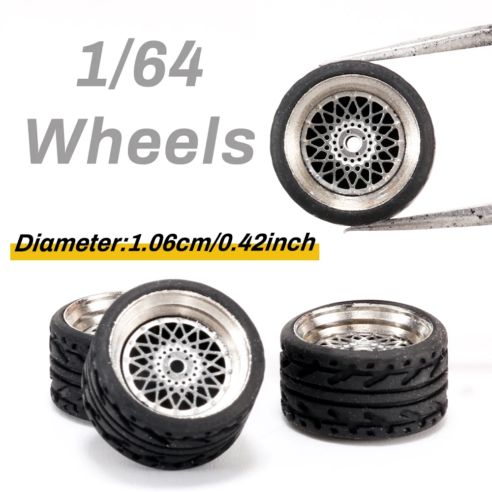 1/64 Metal Model Wheels for Model Car Detail-up Sets With Rubber Tires for Tomica Hot Wheels 4pcs Set Diameter: 10.6mm
1/64 Metal Model Wheels for Model Car Detail-up Sets With Rubber Tires for Tomica Hot Wheels 4pcs Set Diameter: 10.6mm