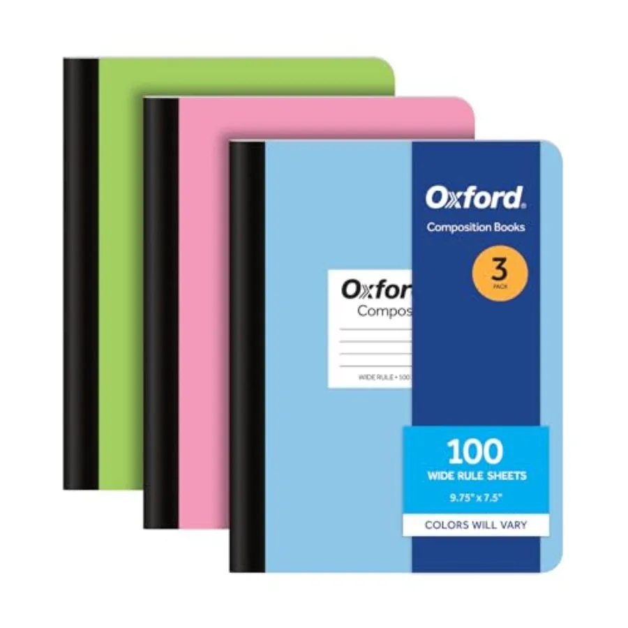 Oxford Composition Notebooks, 3 Pack, Cover Colors Vary, Wide Ruled Paper, 9-3/4 x 7-1/2 Inch School Journals, Assorted Pastel
Oxford Composition Notebooks, 3 Pack, Cover Colors Vary, Wide Ruled Paper, 9-3/4 x 7-1/2 Inch School Journals, Assorted Pastel