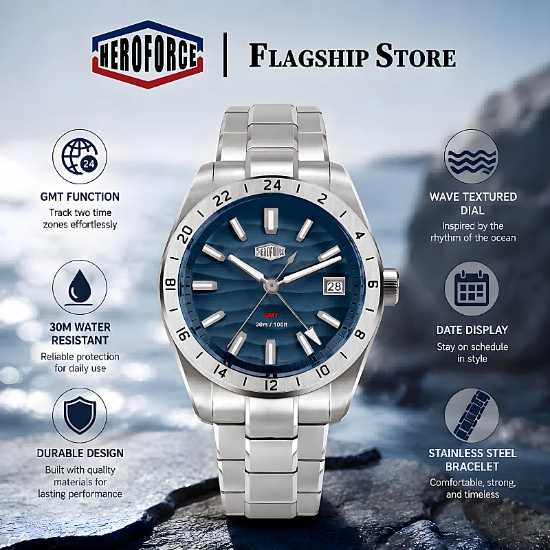 HEROFORCE New Sapphire Waterproof Quartz Watch Luxury Brand Business Men Watch Night Light Exquisite Fashion Sports Wristwatch
HEROFORCE New Sapphire Waterproof Quartz Watch Luxury Brand Business Men Watch Night Light Exquisite Fashion Sports Wristwatch