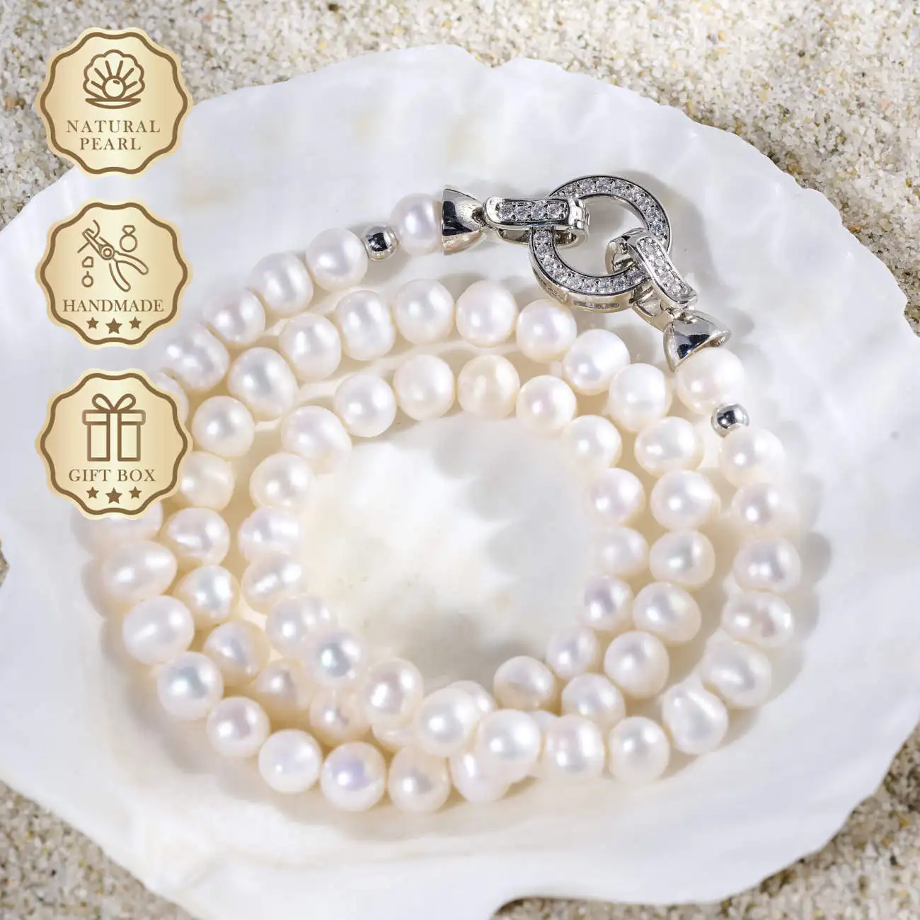 MYSOYA White Freshwater Pearl Necklace 7–8mm with Round Clasp, Gift Box, Ideal Birthday & Anniversary Gift
MYSOYA White Freshwater Pearl Necklace 7–8mm with Round Clasp, Gift Box, Ideal Birthday & Anniversary Gift