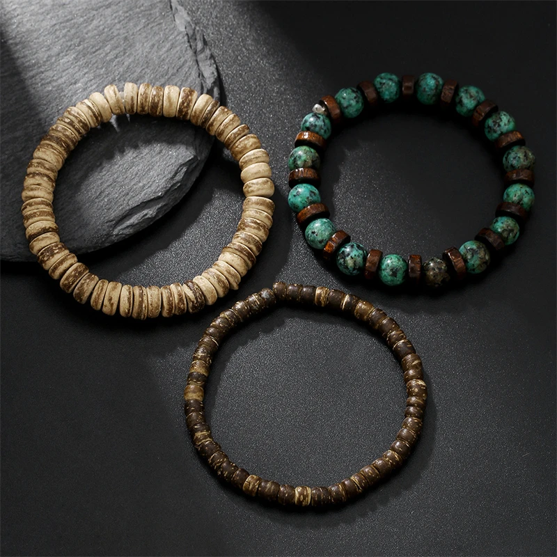 3Pcs New Retro Wooden National Style Men's Handmade Beaded Bracelet Design Multi-color Elastic Line Wood Bead Bracelet Set
3Pcs New Retro Wooden National Style Men's Handmade Beaded Bracelet Design Multi-color Elastic Line Wood Bead Bracelet Set