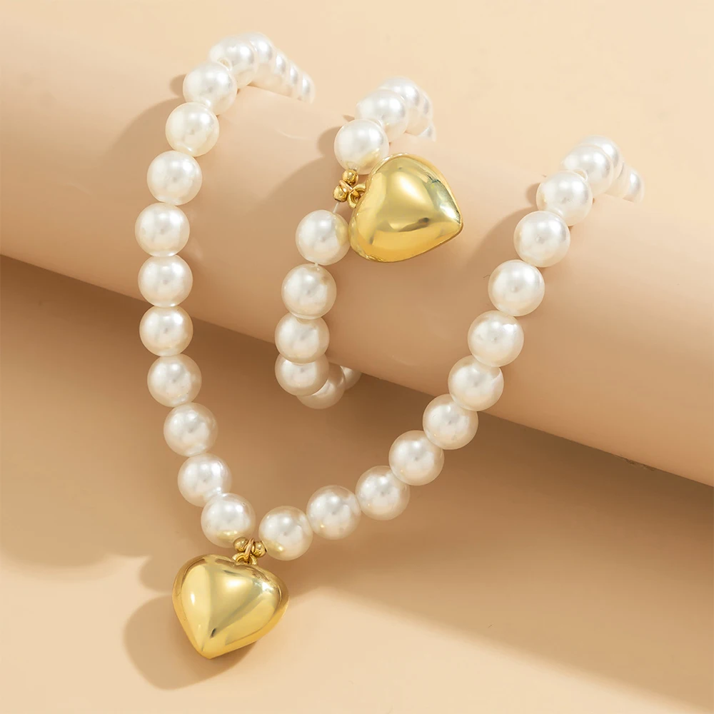 Jewelry Heart Pendant Pearl Necklace Earrings Set Exquisite Necklace Pendants African Gold Color Jewelry Sets Bridal Daily Party
Jewelry Heart Pendant Pearl Necklace Earrings Set Exquisite Necklace Pendants African Gold Color Jewelry Sets Bridal Daily Party
