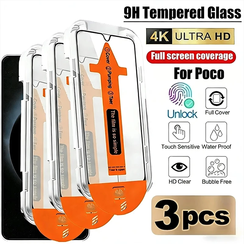 For Poco X8 Pro Oleophobic Coating Tempered Glass Poco F8 Ultra X8 Pro Max F8 Pro Screen Protector Easy Install Auto-Dust Box