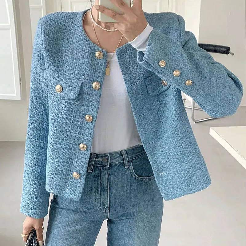 Single Breasted Green Tweed Woolen Jacket Chic Button Long Sleeve Wool Blends Jackets Coat 2023 Spring Autumn New Top
Single Breasted Green Tweed Woolen Jacket Chic Button Long Sleeve Wool Blends Jackets Coat 2023 Spring Autumn New Top
