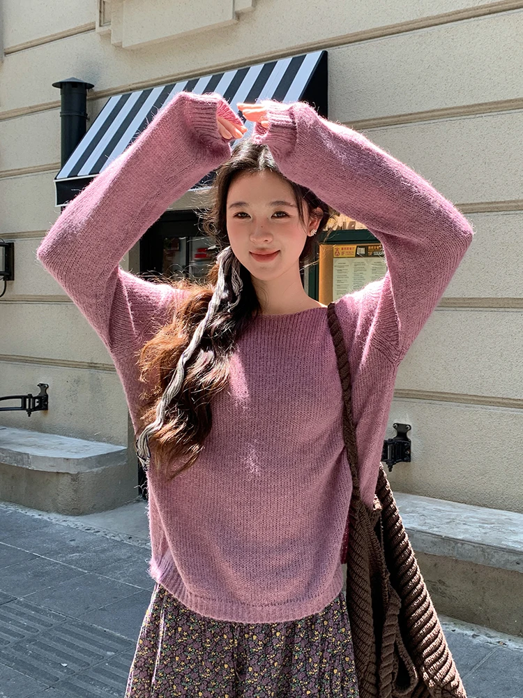 Свободный вязаный свитер с длинными рукавами для женщин, фиолетовый, Aosphere, в стиле Lazy Sle, весенняя новинка, удобный, теплый, модный
Свободный вязаный свитер с длинными рукавами для женщин, фиолетовый, Aosphere, в стиле Lazy Sle, весенняя новинка, удобный, теплый, модный