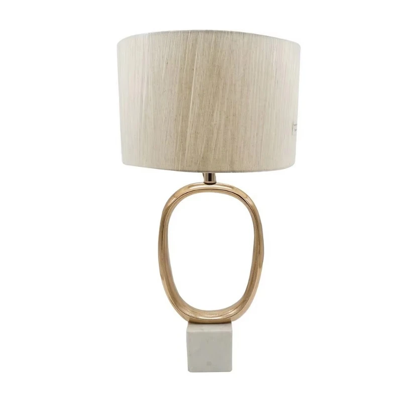 D14x28.5 Oval cut metal desk lamp with cream linen shade
D14x28.5 Oval cut metal desk lamp with cream linen shade