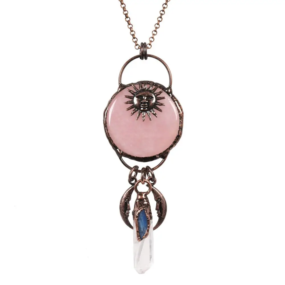 New Natural Crystal Sun Moon Bronze Ring Retro Pendant Rose Quartz Reiki Healing Necklace Jewelry Clothing Accessories Pendant
New Natural Crystal Sun Moon Bronze Ring Retro Pendant Rose Quartz Reiki Healing Necklace Jewelry Clothing Accessories Pendant