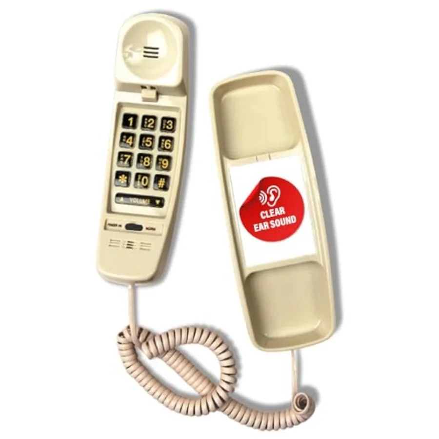 T-4 Full-Featu Trimline Telephone w/Ring/in-Use Light Indicator - Corded Wall Phone w/Full Range Volume Control, Hearing Aid Co
T-4 Full-Featu Trimline Telephone w/Ring/in-Use Light Indicator - Corded Wall Phone w/Full Range Volume Control, Hearing Aid Co