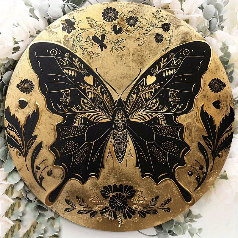 Aluminum Metal Sign with Round Mark, Black and Gold Butterfly, The Style of Tondo, Suitable for Living Room, Home Decoration
Aluminum Metal Sign with Round Mark, Black and Gold Butterfly, The Style of Tondo, Suitable for Living Room, Home Decoration