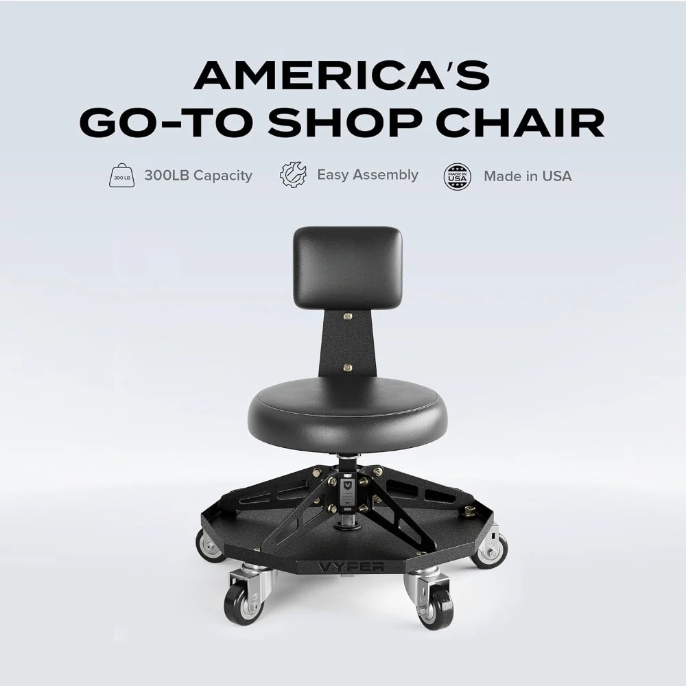 Стул для гаража со спинкой, на больших колесах, грузоподъемность 136 кг, для механиков, автосервиса, DIY-работ
Стул для гаража со спинкой, на больших колесах, грузоподъемность 136 кг, для механиков, автосервиса, DIY-работ