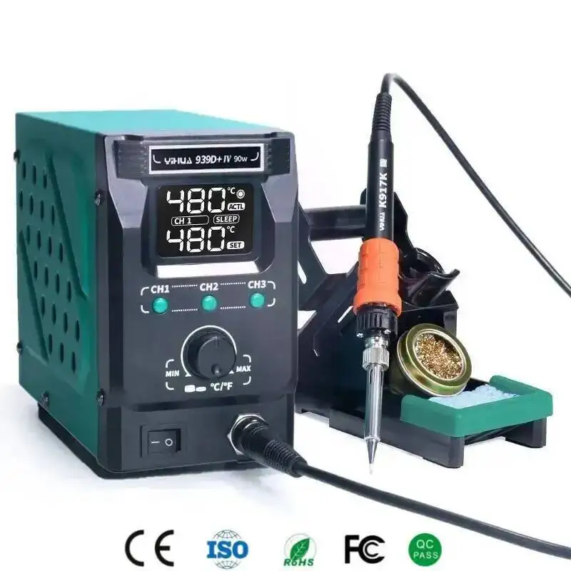 YIHUA 939D+ IV 200-480℃ Digital Soldering Station 90W 3 Screens LCD Display With 3-stage Storage Function Welding Manufacturer
YIHUA 939D+ IV 200-480℃ Digital Soldering Station 90W 3 Screens LCD Display With 3-stage Storage Function Welding Manufacturer