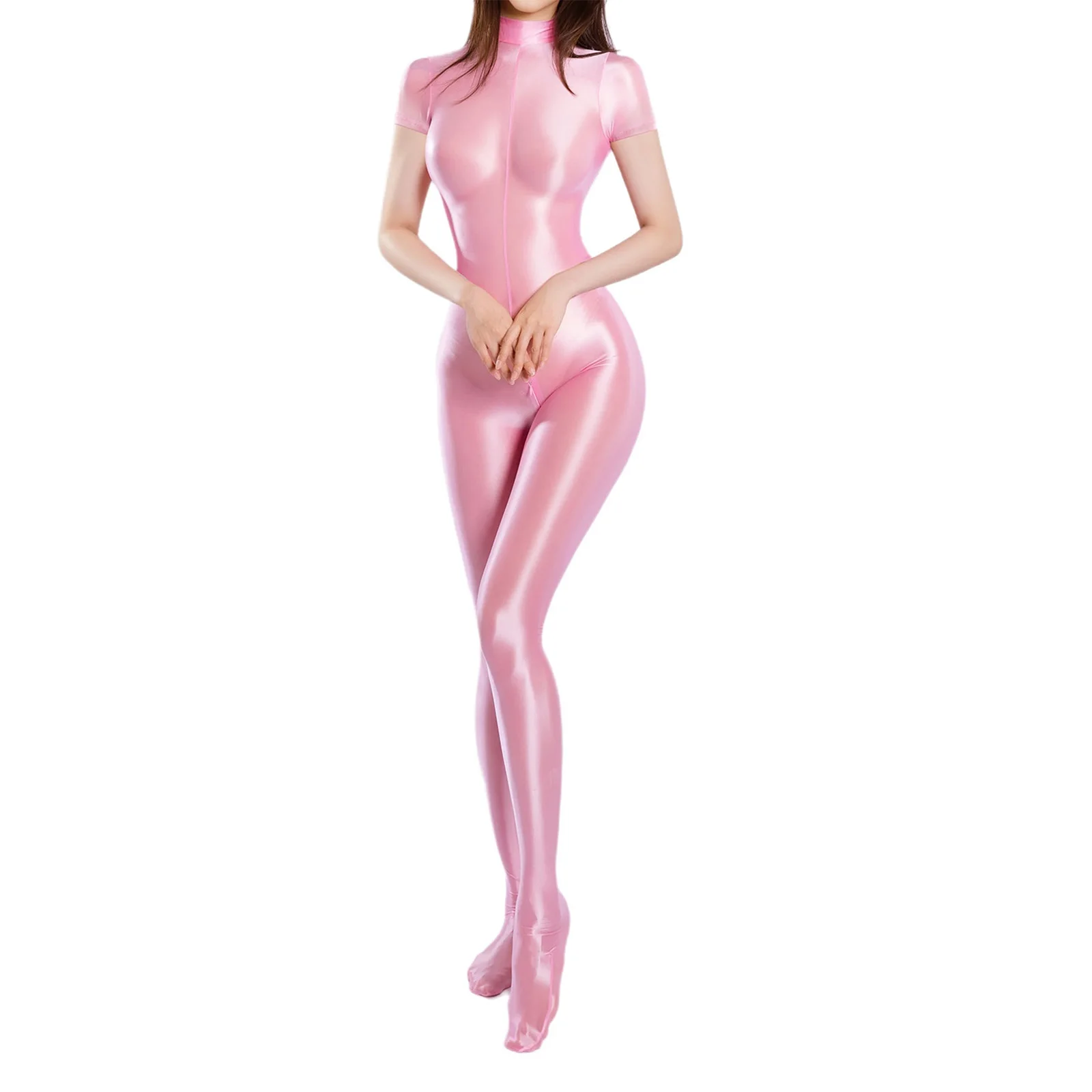 Womens Stretchy Shapers Bodysuit Short Sleeve Footed Full-body Glossy Catsuit Unitard Yoga Jumpsuit for Gym Workout Nightclub
Womens Stretchy Shapers Bodysuit Short Sleeve Footed Full-body Glossy Catsuit Unitard Yoga Jumpsuit for Gym Workout Nightclub