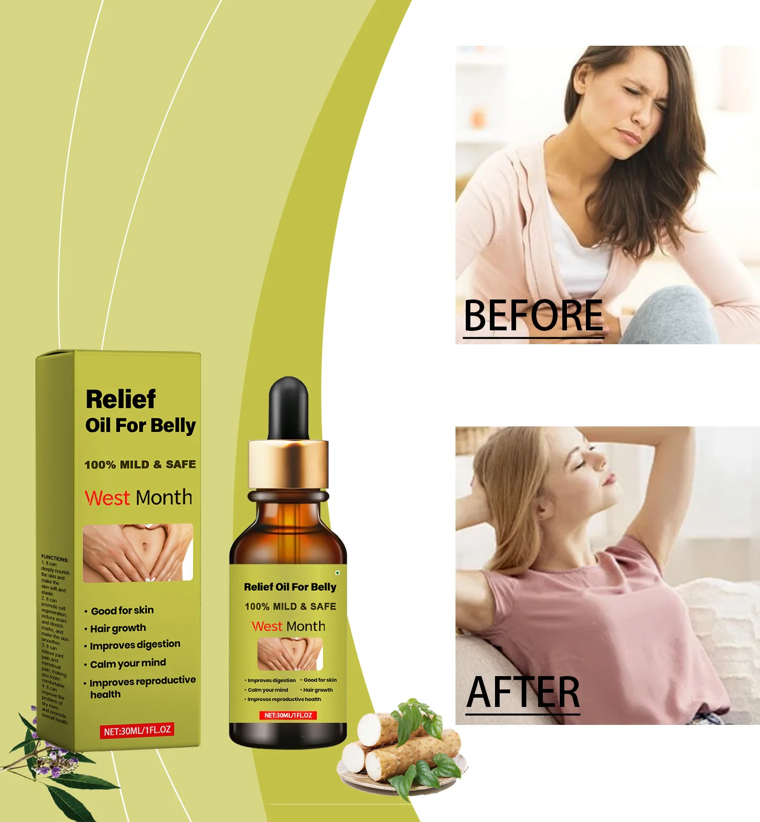 Облегчение масла WEST MONTH для живота Глубоко питает кожу и улучшает общую текстуру кожи Успокаивающее масло для живота 30 мл
Облегчение масла WEST MONTH для живота Глубоко питает кожу и улучшает общую текстуру кожи Успокаивающее масло для живота 30 мл