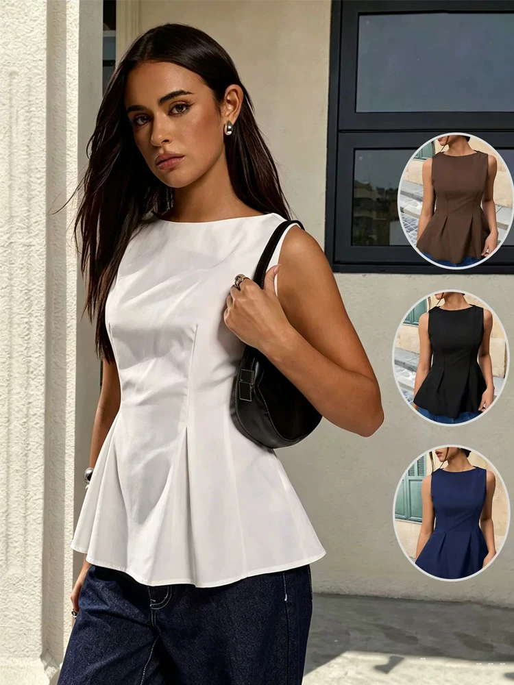 Zadily 2026 Summer New Women Sleeveless Peplum Blouse Slim Fit Boat Neck Solid Color Elegant Office Casual Work Top Clothing
Zadily 2026 Summer New Women Sleeveless Peplum Blouse Slim Fit Boat Neck Solid Color Elegant Office Casual Work Top Clothing