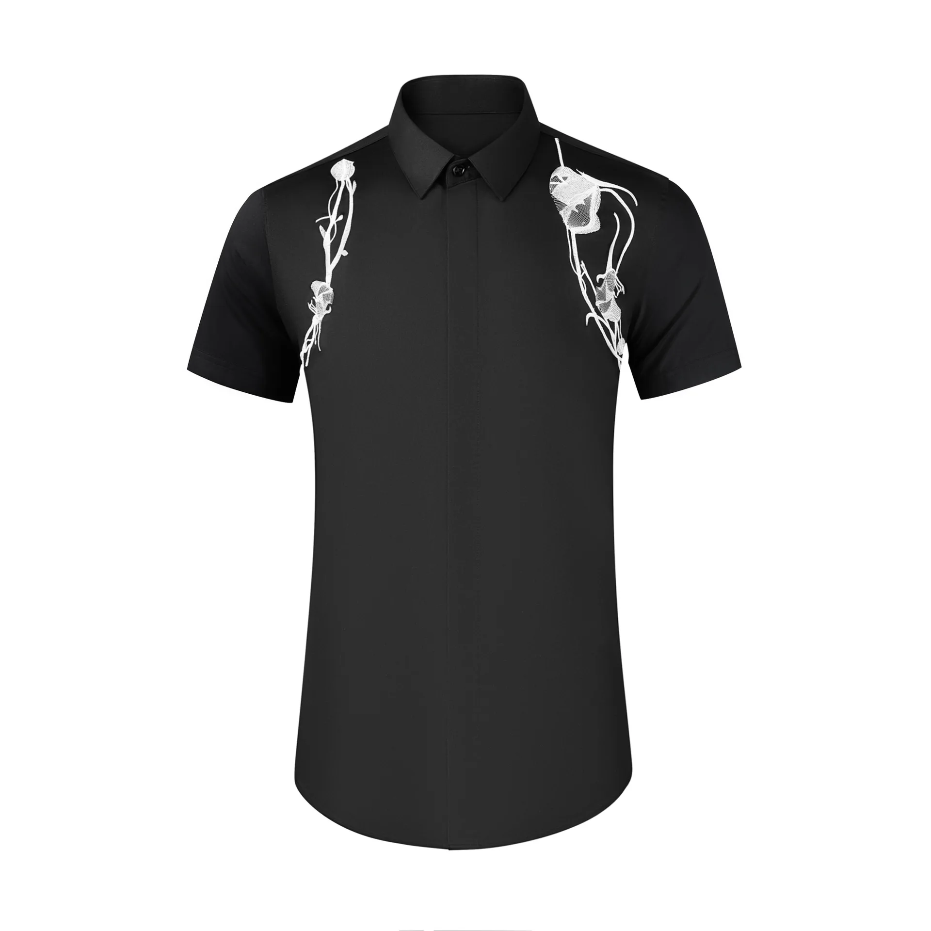 Trendy men's Chinese style short sleeved lotus embroidered cotton slim fit high-end casual shirt
Trendy men's Chinese style short sleeved lotus embroidered cotton slim fit high-end casual shirt