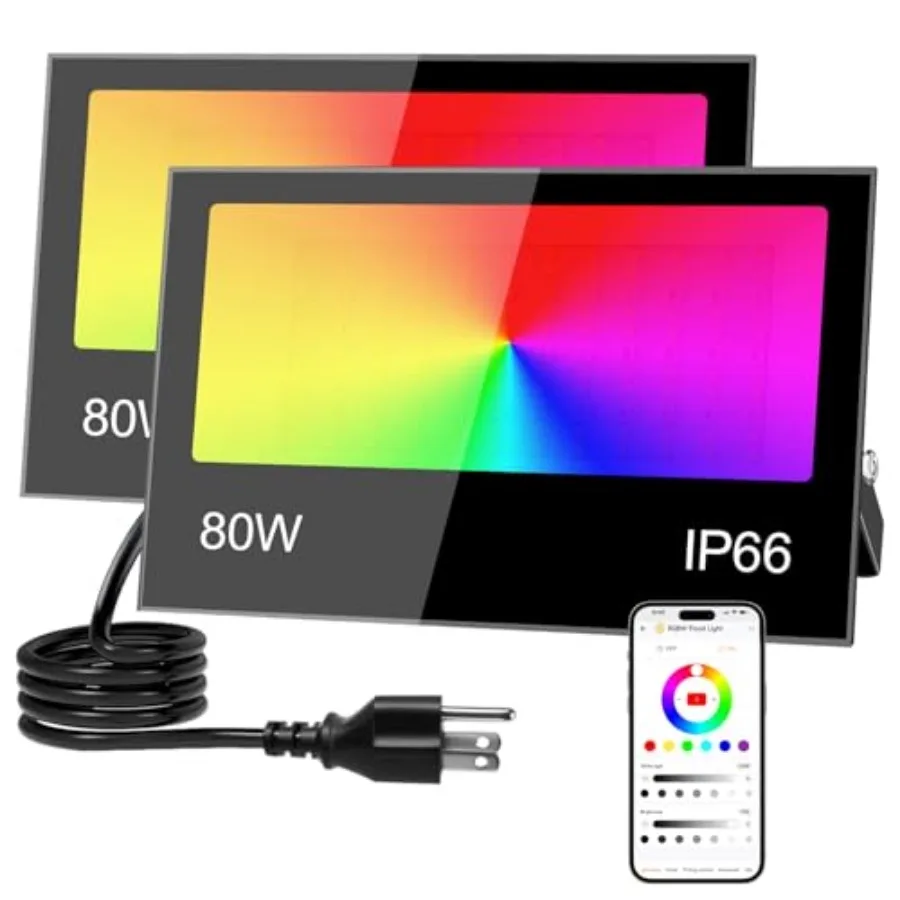 LED Flood Light Outdoor 800W Equivalent 8000LM Smart RGB Landscape Lighting with APP Control DIY Scenes - Timing - Warm White 7
LED Flood Light Outdoor 800W Equivalent 8000LM Smart RGB Landscape Lighting with APP Control DIY Scenes - Timing - Warm White 7