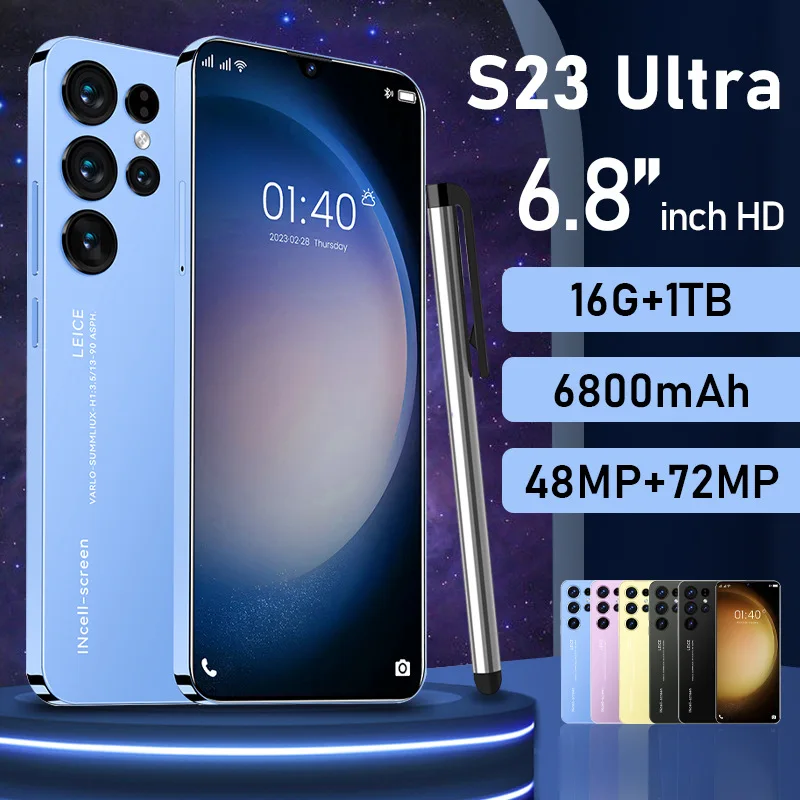 Mobile Phones S23 Ultra 6.8 HD Screen SmartPhone Original 16G+1T 5G Dual Sim Celulare Android Unlocked Cell Phone Global Version
Mobile Phones S23 Ultra 6.8 HD Screen SmartPhone Original 16G+1T 5G Dual Sim Celulare Android Unlocked Cell Phone Global Version