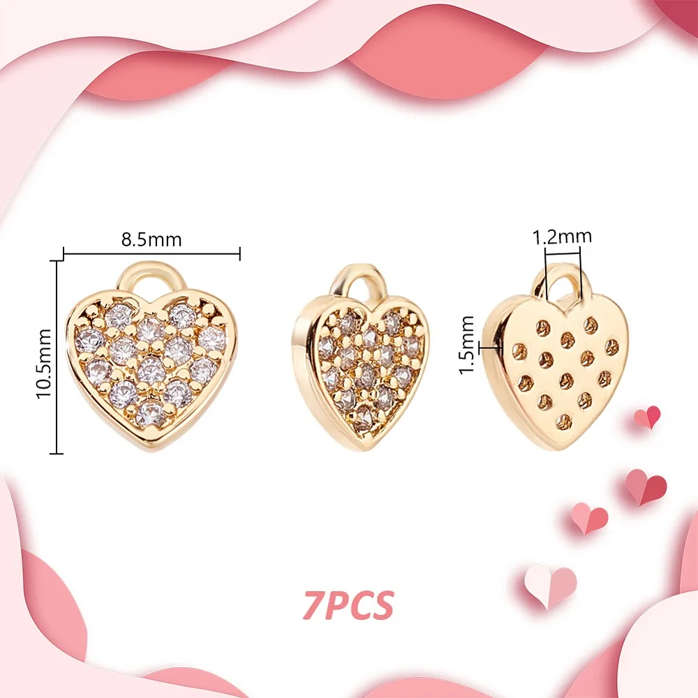 7Pcs Brass Micro Pave Heart Cubic Zirconia Charms Heart Charm Real 14K Gold Plated 7.5x6.5x1.5mm Hole: 1mm
7Pcs Brass Micro Pave Heart Cubic Zirconia Charms Heart Charm Real 14K Gold Plated 7.5x6.5x1.5mm Hole: 1mm
