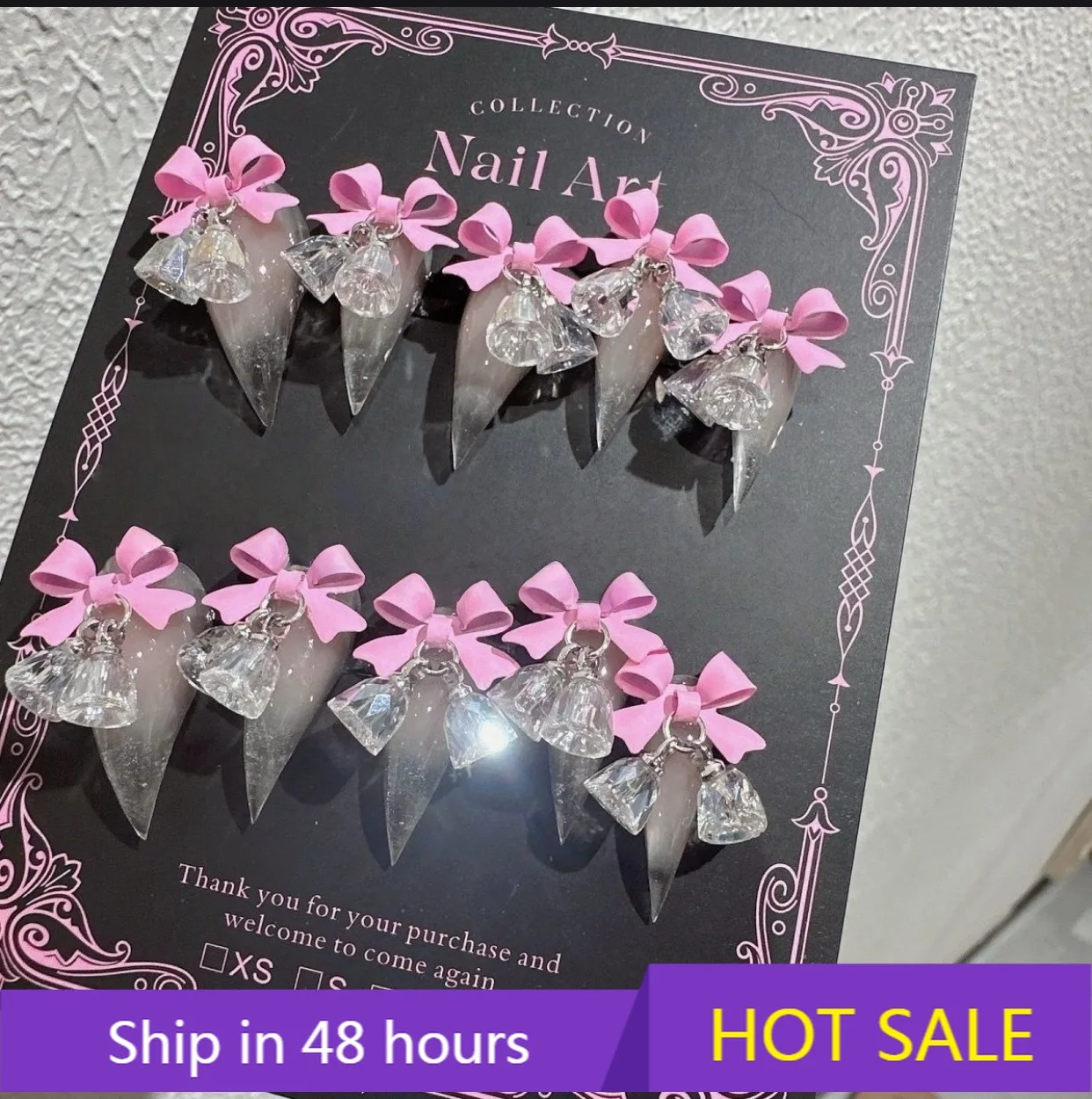 YTYIN Handmade Short Three-dimensional ABS Animal Claws Press-on Nails in Cat and Dragon Design with Bowknot Crystal Bell
YTYIN Handmade Short Three-dimensional ABS Animal Claws Press-on Nails in Cat and Dragon Design with Bowknot Crystal Bell