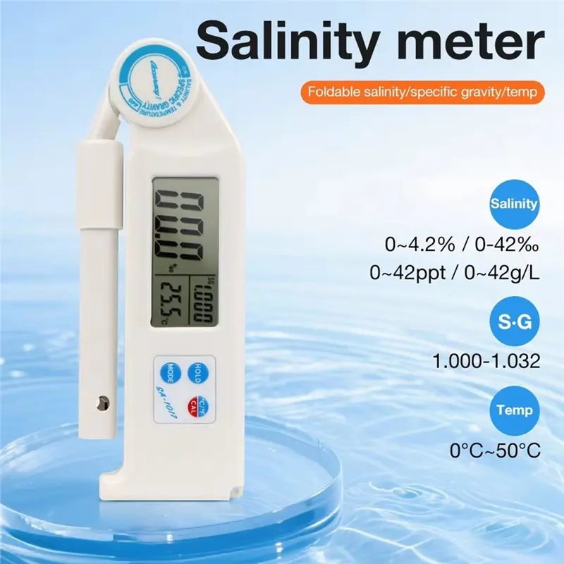 AT43-Foldable Salinity Meter S.G Temp Detector For Hydroponics Kitchen LCD Display Specific Meter Salinity
AT43-Foldable Salinity Meter S.G Temp Detector For Hydroponics Kitchen LCD Display Specific Meter Salinity