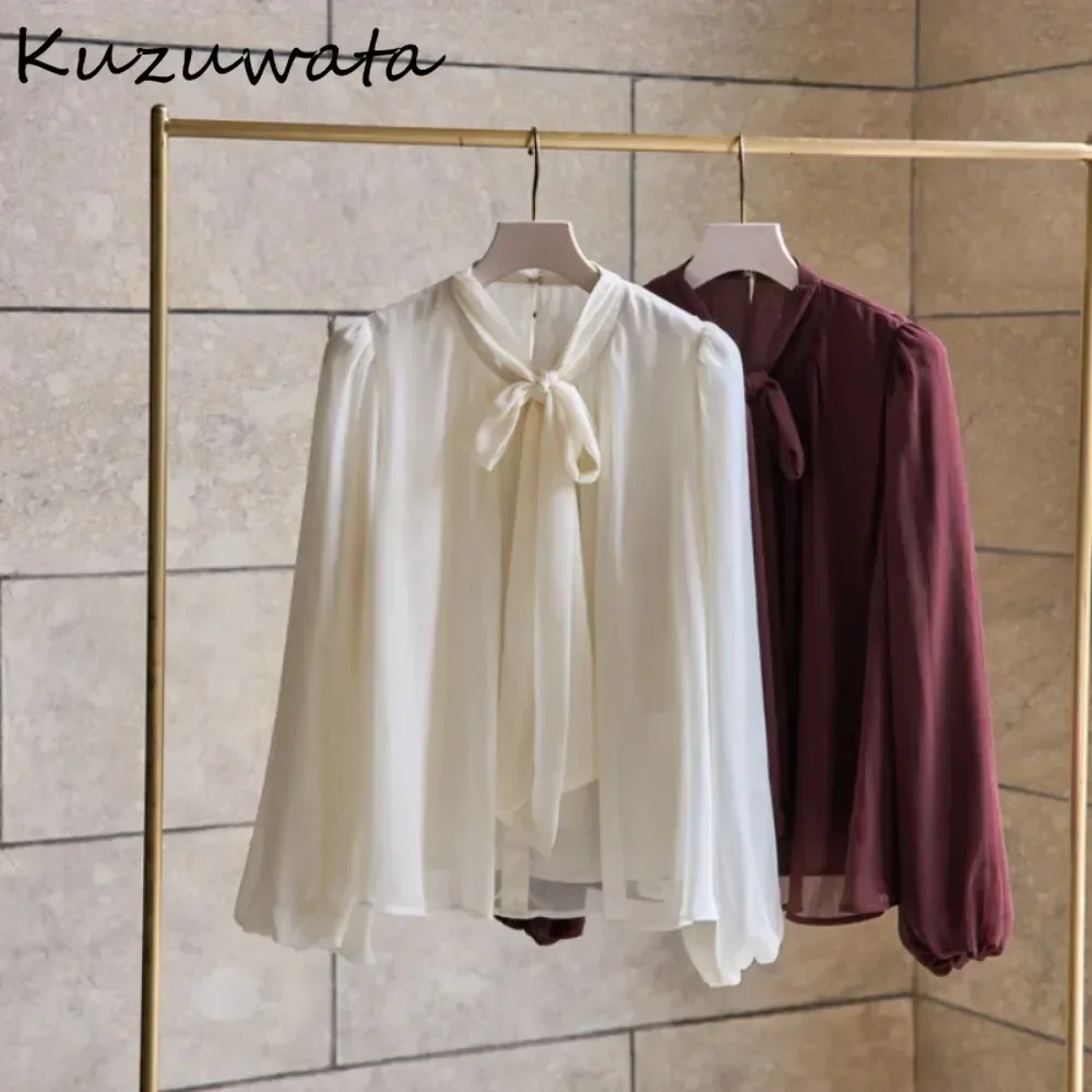 Kuzuwata Cute Harajuku O Neck Lantern Sleeve Chiffon Shirt Lace Up Bow All-match Blouses Japan Exquisite Ruched Loose Ropa Mujer
Kuzuwata Cute Harajuku O Neck Lantern Sleeve Chiffon Shirt Lace Up Bow All-match Blouses Japan Exquisite Ruched Loose Ropa Mujer