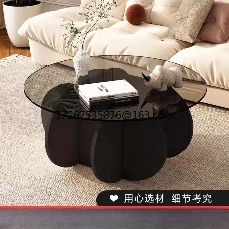 Glass flower coffee table light luxury modern coffee table living room household small apartment round balcony table
Glass flower coffee table light luxury modern coffee table living room household small apartment round balcony table