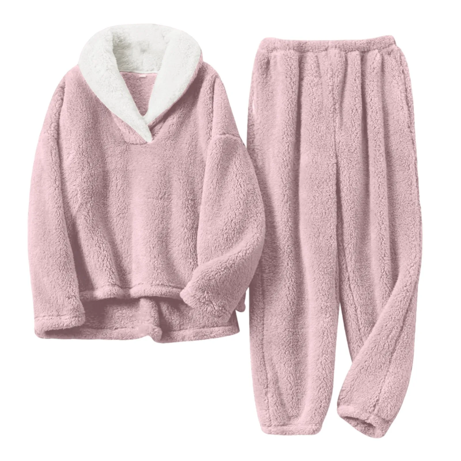 Women Winter Plush Fleece Pajamas Sets Sweet Pink Warm Fur Collar Pullover Lapel Sleepwear Sets Autumn Soft Homewear Suits
Women Winter Plush Fleece Pajamas Sets Sweet Pink Warm Fur Collar Pullover Lapel Sleepwear Sets Autumn Soft Homewear Suits