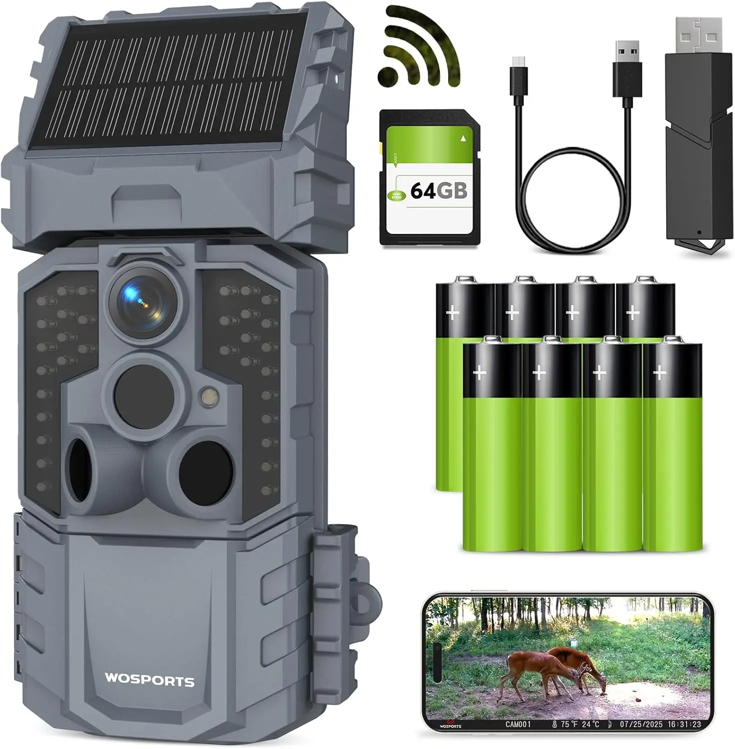 WiFi Trail Camera 48MP 30fps Solar Powered Night Vision Motion Activated for Outdoor Wildlife Monitoring
WiFi Trail Camera 48MP 30fps Solar Powered Night Vision Motion Activated for Outdoor Wildlife Monitoring