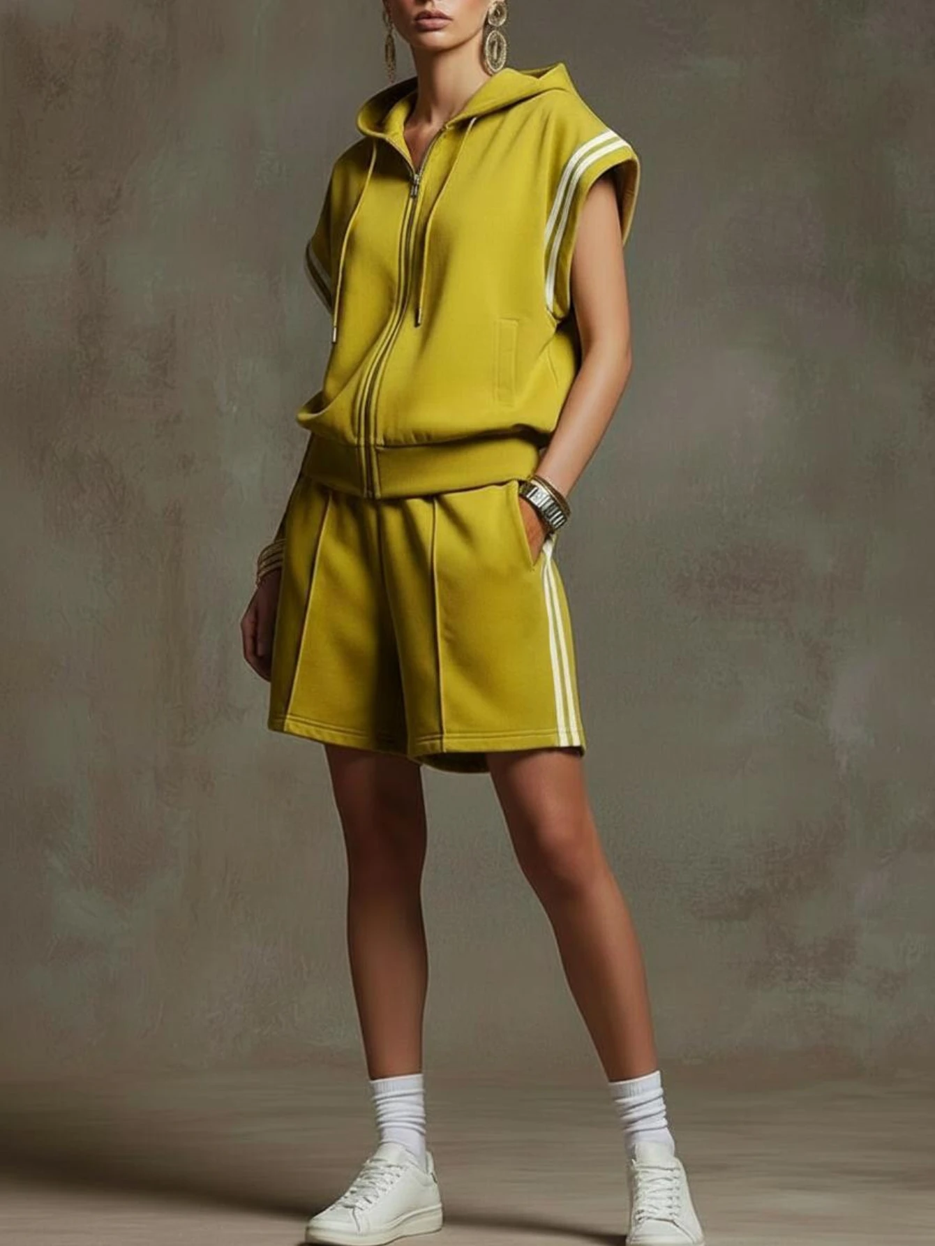 Striped Sleeveless Hoodie And Shorts Set Casual Two Pieces Outfit For Women
Striped Sleeveless Hoodie And Shorts Set Casual Two Pieces Outfit For Women