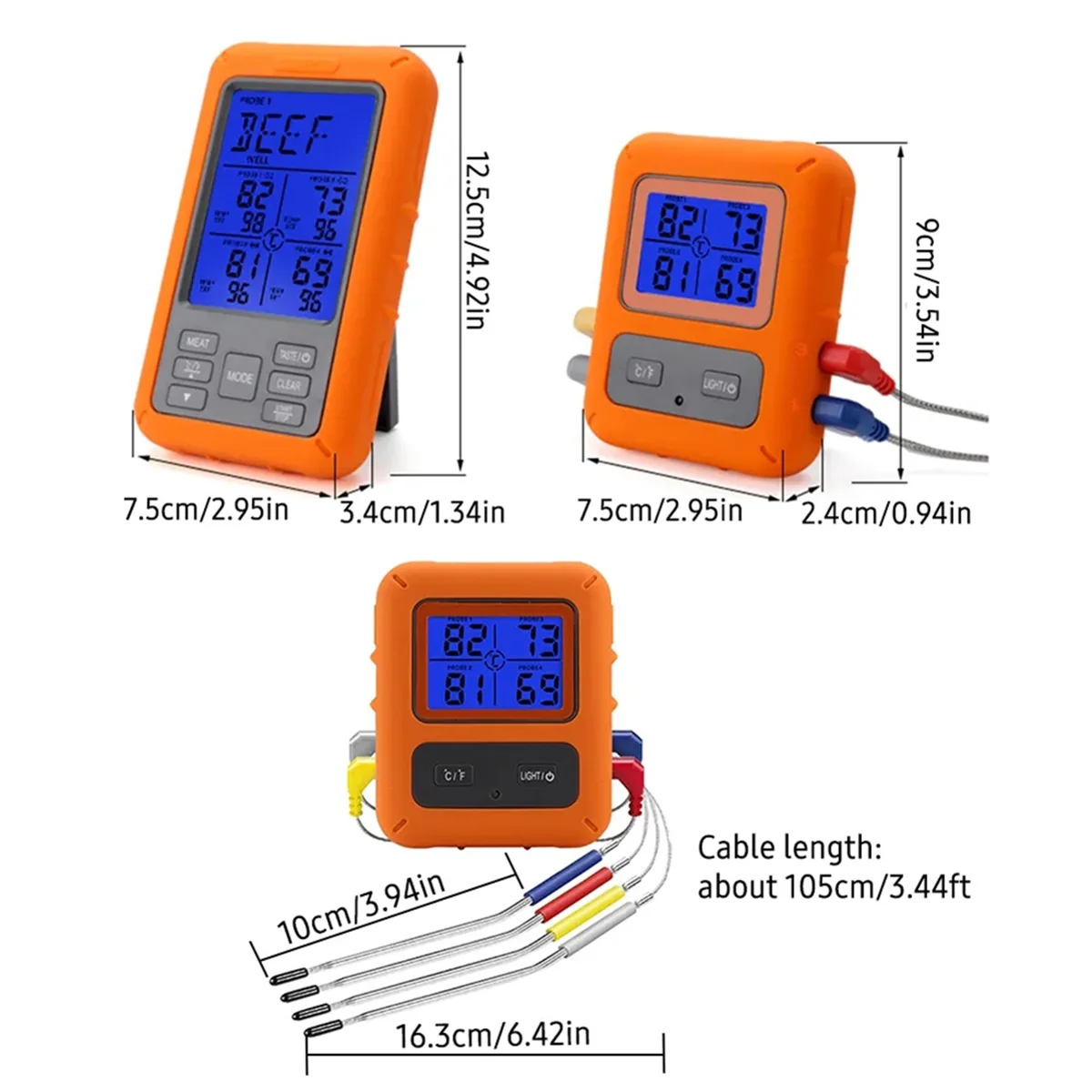 BABP Digital Barbecue Meat Thermometer for Oven Thermomet with Timer 4 Probes Temperature Alarm Kitchen Thermometer(B)
BABP Digital Barbecue Meat Thermometer for Oven Thermomet with Timer 4 Probes Temperature Alarm Kitchen Thermometer(B)