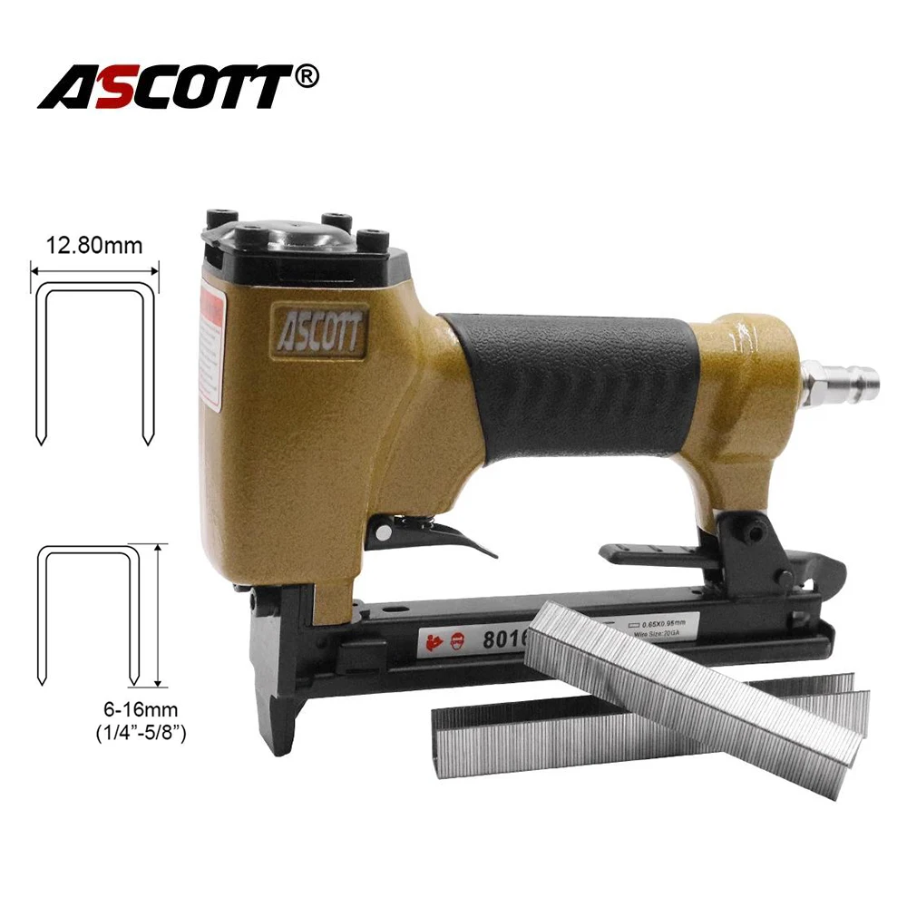 ASCOTT 21Ga 8016 Air Upholstery Stapler 12.8mm Fine-wire Crown Nailer Framing Nail Gun for Cork Furniture Sofa Woodworking Tool
ASCOTT 21Ga 8016 Air Upholstery Stapler 12.8mm Fine-wire Crown Nailer Framing Nail Gun for Cork Furniture Sofa Woodworking Tool