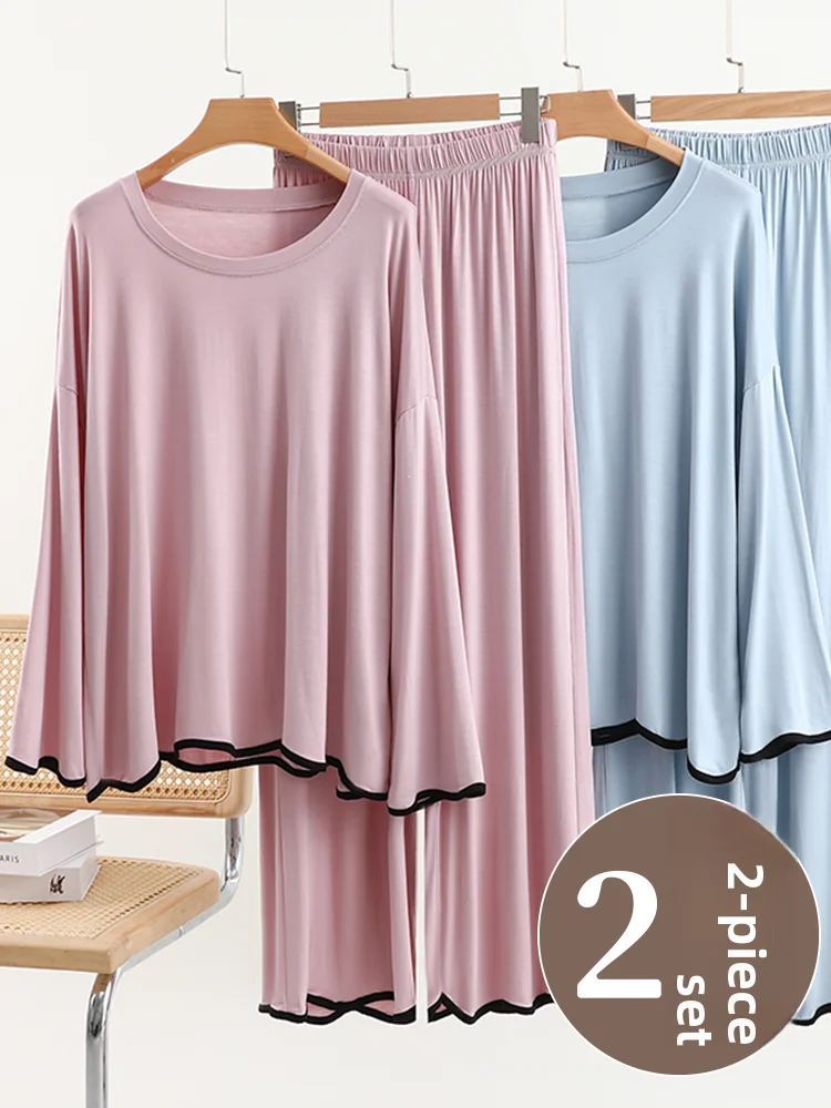 Large Size Modal Home Clothes Set Women's Spring Autumn Loose round Neck Long Sleeve T-Shirt Outerwear Nightgown Pants Two-Pi...
Large Size Modal Home Clothes Set Women's Spring Autumn Loose round Neck Long Sleeve T-Shirt Outerwear Nightgown Pants Two-Pi...