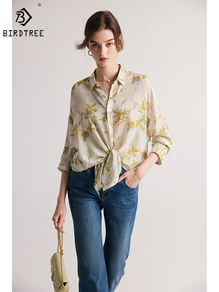 Birdtree Women's Floral Shirt 100% Silk Crepe De Chine Long Sleeves Chic Loose Bat Sleeve Blouse For Spring And Summer T38142QD
Birdtree Women's Floral Shirt 100% Silk Crepe De Chine Long Sleeves Chic Loose Bat Sleeve Blouse For Spring And Summer T38142QD