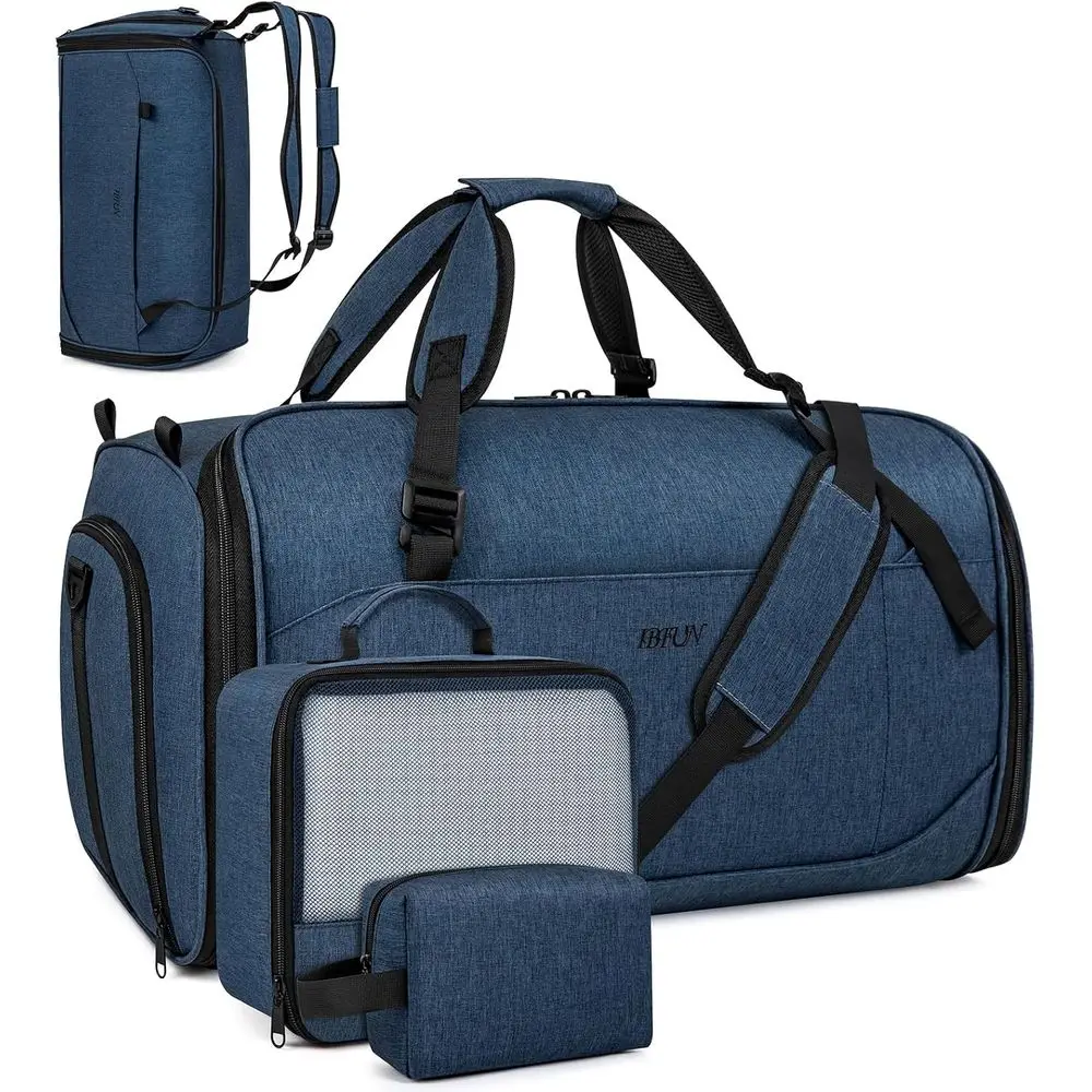4-in-1 Convertible Travel Bag: Large Duffel with Backpack Straps, Hanging Suit Compartment & Shoe Pocket, 3-Piece Set
4-in-1 Convertible Travel Bag: Large Duffel with Backpack Straps, Hanging Suit Compartment & Shoe Pocket, 3-Piece Set