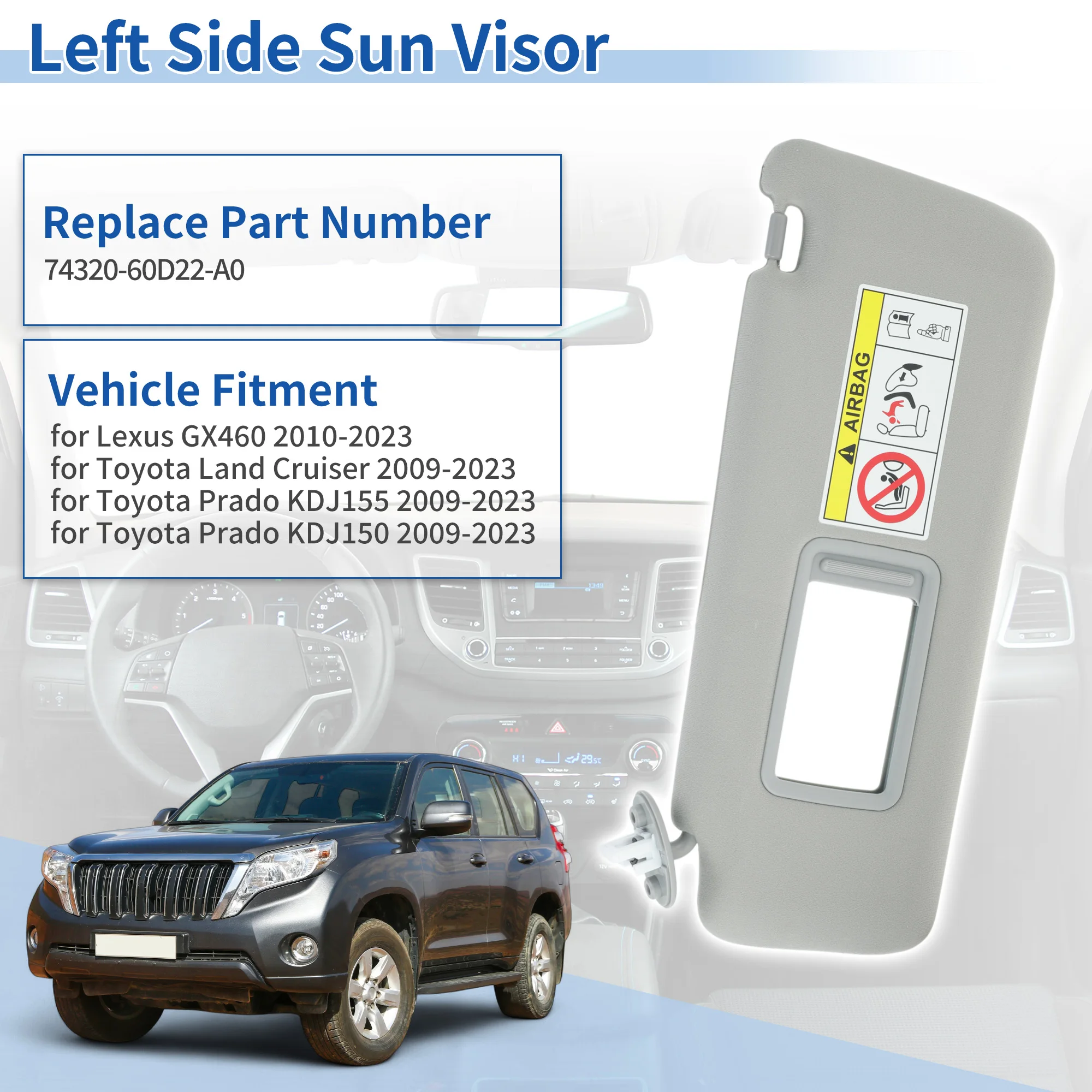 UXCELL Left Side Sun Visor for Lexus GX460 10-23 Replace No.74320-60D22-A0 Gray
UXCELL Left Side Sun Visor for Lexus GX460 10-23 Replace No.74320-60D22-A0 Gray